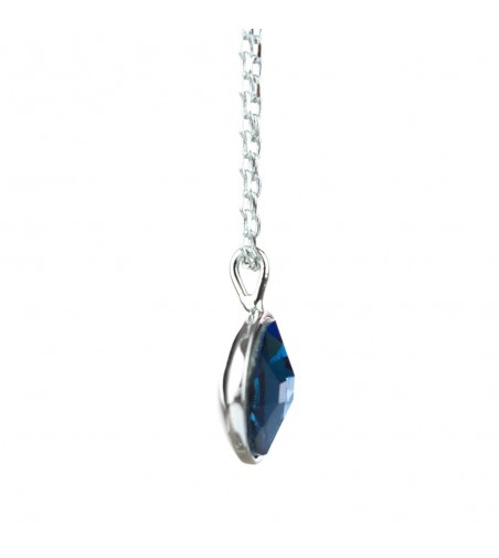 Colier argint 925 rodiat Pami, cu pandantiv cristal Swarovski oval, albastru