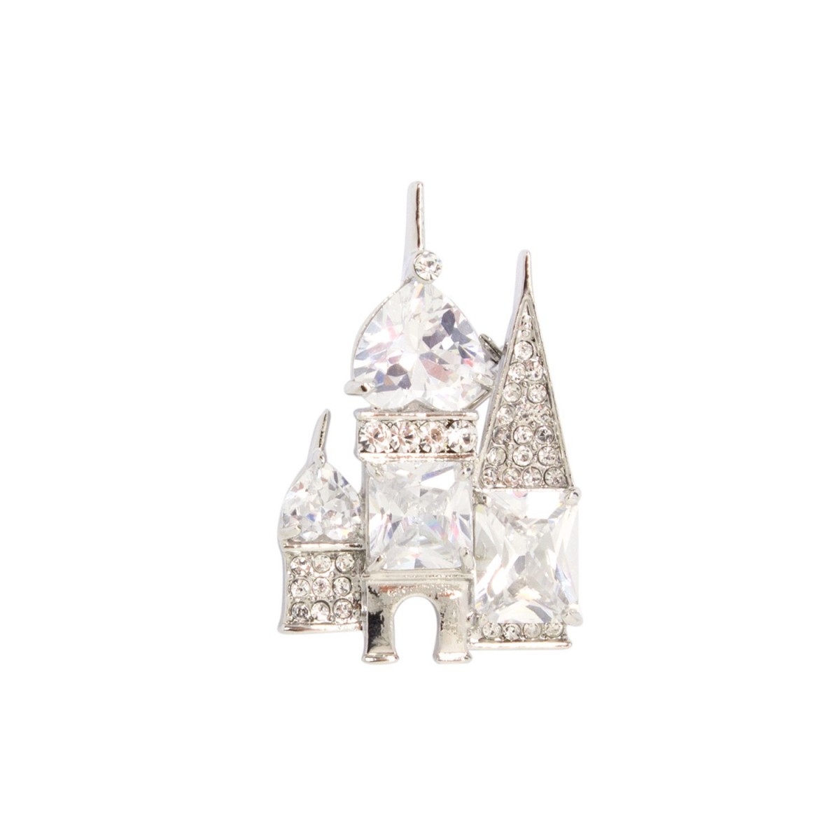 Brosa placata cu rodiu, cu cristale Swarovski, biserica