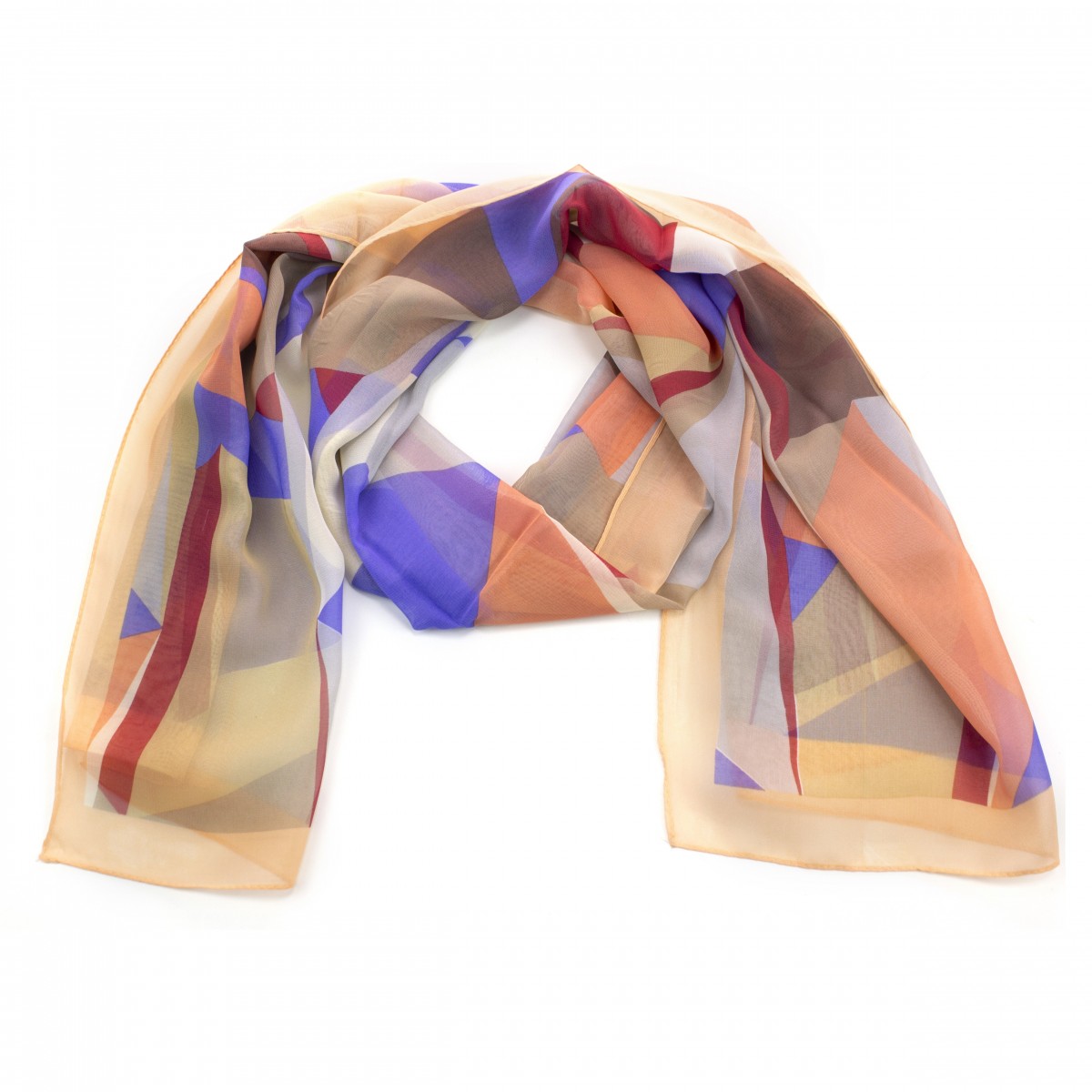 Esarfa dama silk touch colorate si motive geometrice