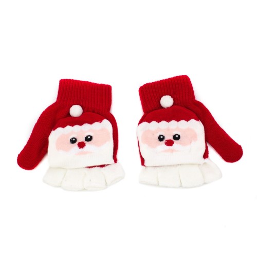 Manusi tricotate pentru copii Pami Santa Claus Rosu, 3-8 ani