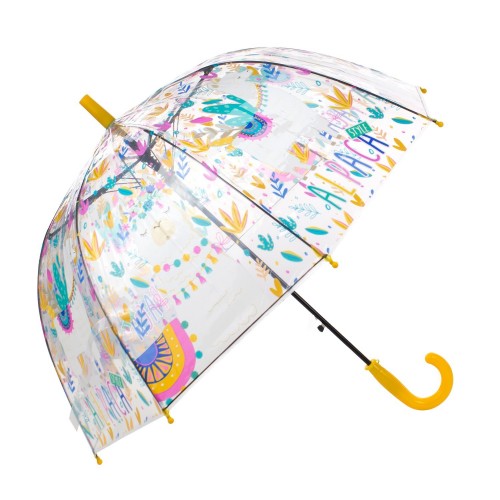 Umbrela pentru fete tip cupola, automata 70 cm Galben/Transparent