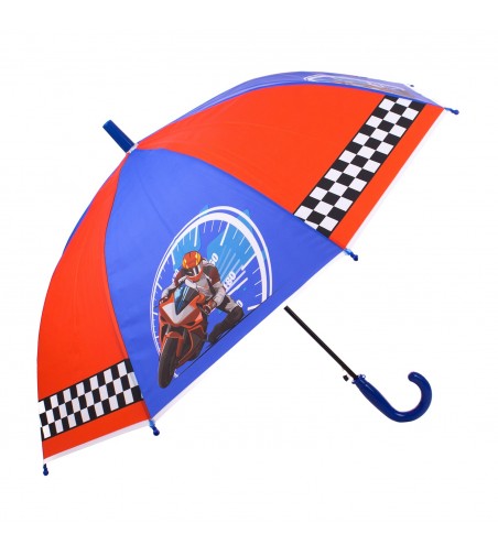 Umbrela pentru baieti, automata Racing Moto 80 cm Multicolor