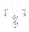 Set colier si cercei cu cristale Swarovski, placate cu rodiu, SC-300, argintiu