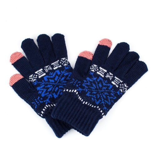 Manusi tricotate pentru fete Snow Flower 5-8 ani, MF-720-160, Bleumarin