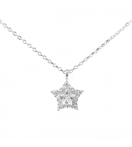 Colier argint 925 rodiat Pami, cu pandantiv stea cu cristal Swarovski, argintiu