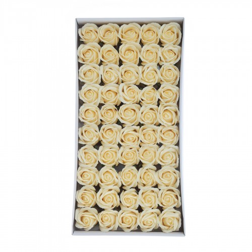 Set de 50 Trandafiri de Sapun Parfumate PAMI, FS1021-135-2-4, Alb, 6 cm