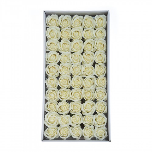 Set de 50 Trandafiri de Sapun Parfumate PAMI, FS1021-135-3.4, Alb, 6 cm