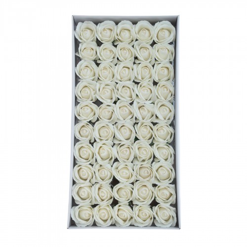 Set de 50 Trandafiri de Sapun Parfumate PAMI, FS1021-135-4.1, Alb, 6 cm
