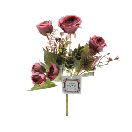 Buchet 5 trandafiri artificiale PAMI, F1021-12, 30cm